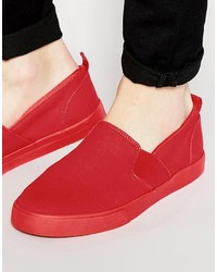 rote Slip-On Sneakers aus Segeltuch von Asos