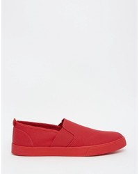 rote Slip-On Sneakers aus Segeltuch von Asos