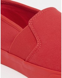 rote Slip-On Sneakers aus Segeltuch von Asos