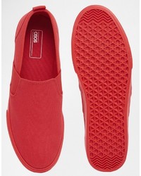 rote Slip-On Sneakers aus Segeltuch von Asos