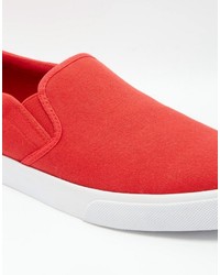 rote Slip-On Sneakers aus Segeltuch von Asos