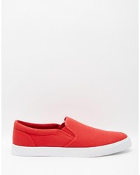 rote Slip-On Sneakers aus Segeltuch von Asos