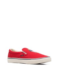 rote Slip-On Sneakers aus Segeltuch von Polo Ralph Lauren