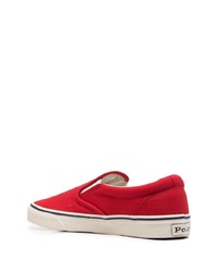 rote Slip-On Sneakers aus Segeltuch von Polo Ralph Lauren