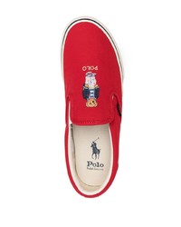 rote Slip-On Sneakers aus Segeltuch von Polo Ralph Lauren