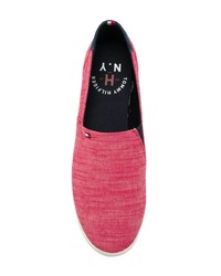 rote Slip-On Sneakers aus Segeltuch von Tommy Hilfiger