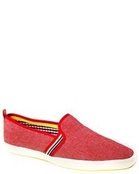 rote Slip-On Sneakers aus Segeltuch