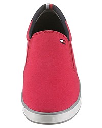 rote Slip-On Sneakers aus Segeltuch von Tommy Hilfiger