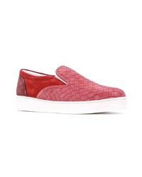 rote Slip-On Sneakers aus Wildleder von Bottega Veneta