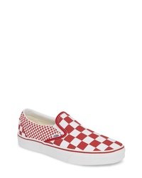 rote Slip-On Sneakers mit Karomuster