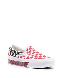 rote Slip-On Sneakers mit Karomuster von Vans