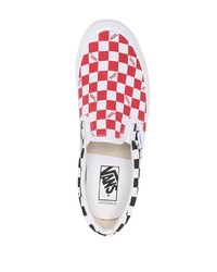 rote Slip-On Sneakers mit Karomuster von Vans