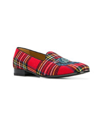 rote Slipper mit Schottenmuster von Gucci