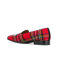 rote Slipper mit Schottenmuster von Gucci