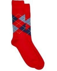 rote Socken mit Argyle-Muster