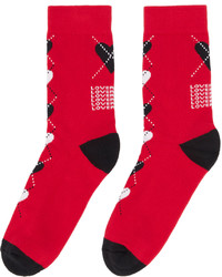 rote Socken mit Argyle-Muster von Charles Jeffrey Loverboy