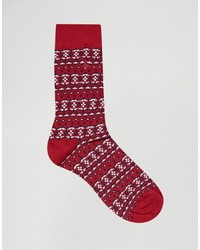 rote Socken mit Norwegermuster von Jack Wills