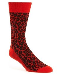 rote Socken mit Leopardenmuster