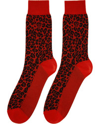 rote Socken mit Leopardenmuster von Alexander McQueen