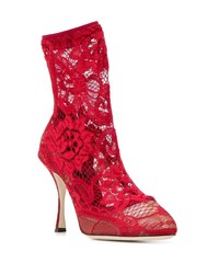 rote Spitze Stiefeletten von Dolce & Gabbana