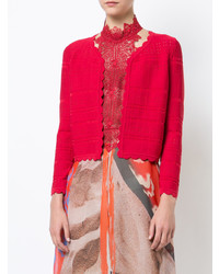 rote Strickjacke mit einer offenen Front von Yigal Azrouel