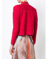 rote Strickjacke mit einer offenen Front von Yigal Azrouel