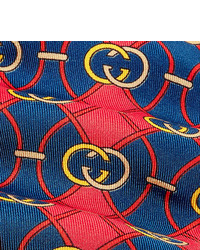 rote und dunkelblaue bedruckte Krawatte von Gucci