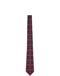 rote und dunkelblaue bedruckte Krawatte von Gucci