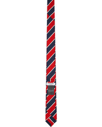 rote und dunkelblaue horizontal gestreifte Krawatte von Thom Browne