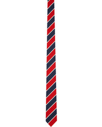 rote und dunkelblaue horizontal gestreifte Krawatte von Thom Browne