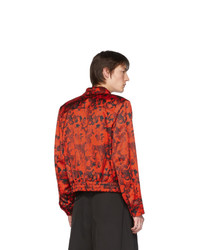 rote und schwarze bedruckte Harrington-Jacke von Dries Van Noten