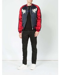 rote und schwarze Bomberjacke von Balmain