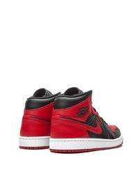 rote und schwarze hohe Sneakers aus Leder von Jordan