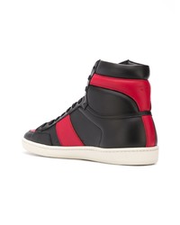 rote und schwarze hohe Sneakers aus Leder von Saint Laurent