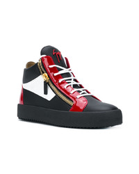 rote und schwarze hohe Sneakers aus Leder von Giuseppe Zanotti Design