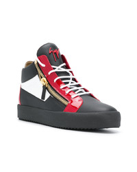 rote und schwarze hohe Sneakers aus Leder von Giuseppe Zanotti Design
