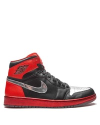 rote und schwarze hohe Sneakers aus Leder von Jordan