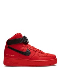 rote und schwarze hohe Sneakers aus Leder von Nike