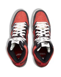 rote und schwarze hohe Sneakers aus Leder von Nike