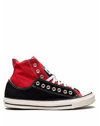 rote und schwarze hohe Sneakers aus Segeltuch