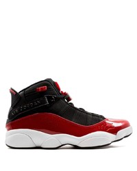 rote und schwarze hohe Sneakers aus Segeltuch von Jordan