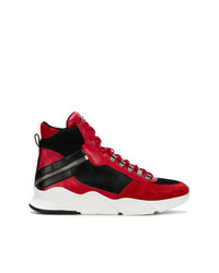rote und schwarze hohe Sneakers von Balmain