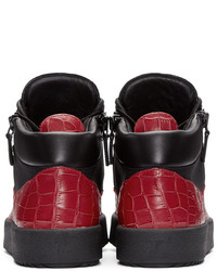 rote und schwarze hohe Sneakers von Giuseppe Zanotti