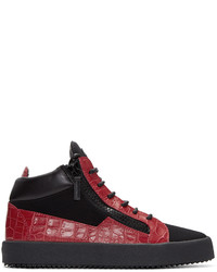 rote und schwarze hohe Sneakers von Giuseppe Zanotti