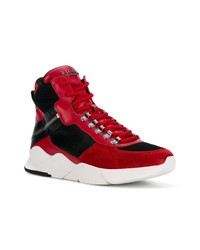 rote und schwarze hohe Sneakers von Balmain