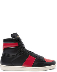 rote und schwarze hohe Sneakers von Saint Laurent