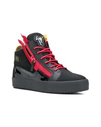 rote und schwarze hohe Sneakers von Giuseppe Zanotti Design