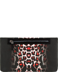 rote und schwarze Leder Clutch mit Leopardenmuster von MCQ