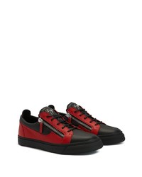 rote und schwarze Leder niedrige Sneakers von Giuseppe Zanotti