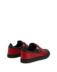 rote und schwarze Leder niedrige Sneakers von Giuseppe Zanotti